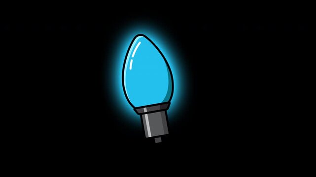 Modern bulb animation. Colorful light bulb. Colorful light for decoration. Cartoon light bulb. Holiday ornaments. 4K animation. Transparent background with alpha channel