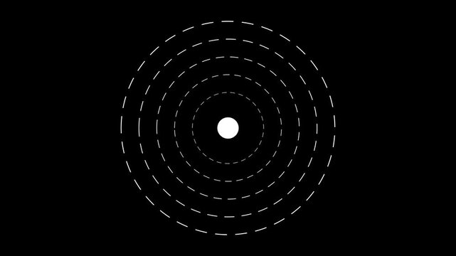 Minimalist concentric circles pulse animation on animation black background