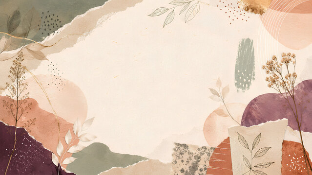Botanical Linework Paper Collage with Dried Seedheads