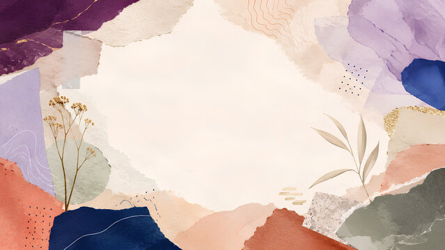 Lavender and Terracotta Botanical Paper Collage