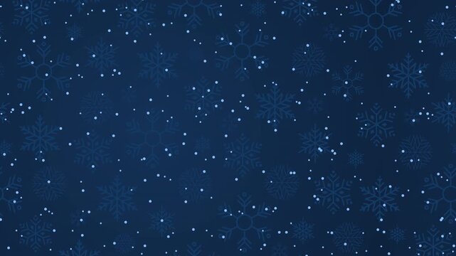Snowflakes motion pattern. Snowflakes seamless pattern. Seamless winter pattern animation with snowflakes and sparkling snow. Animated blue snow background
