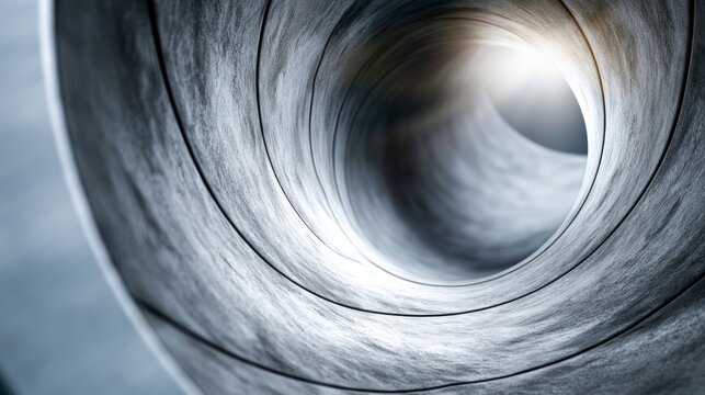 Macro Shot of a Cylindrical Metal Tube with a Bright Opening Showcasing Curved Internal Surface and Texture
