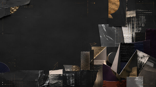 Platinum and Gold Collage Background on Charcoal Paper