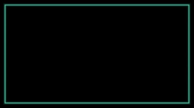 Neon glowing rectangular frames set: multi-color light borders for overlays animation