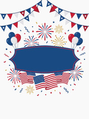 Obraz premium American Independence Day Celebration with Fireworks Balloons and Flags