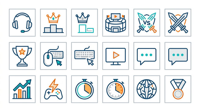 Collection of Gaming and Esports Icons and Symbols.