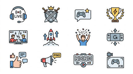 Collection of Gaming and Esports Icons and Symbols. © fatkhul