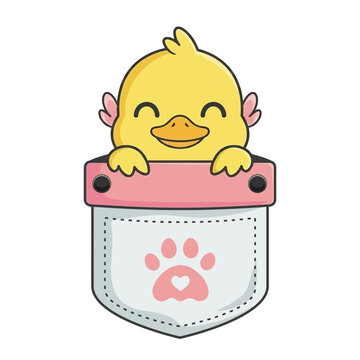 Cute Yellow Duckling Cartoon Character.