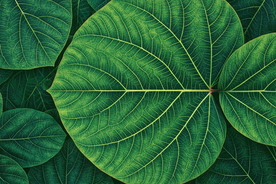 Macro shot green leaf leaf venation plant texture botanical pattern natural background close up tropical leaf green texture foliage background