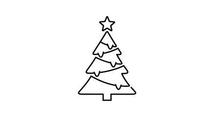 Fototapeta premium Simple Christmas Tree Icon - Vector Outline Illustration