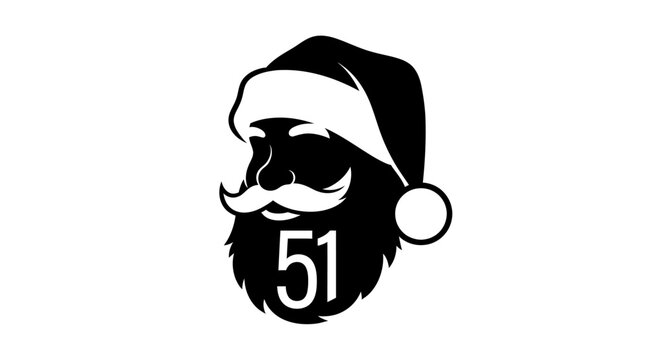 Santa Claus Silhouette with Number 51 - Christmas Icon