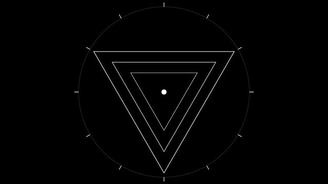 Abstract geometric motion rotating triangles on circular grid animation