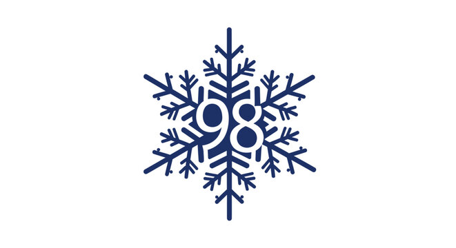 Snowflake with the number 98 inside, isolated on white background