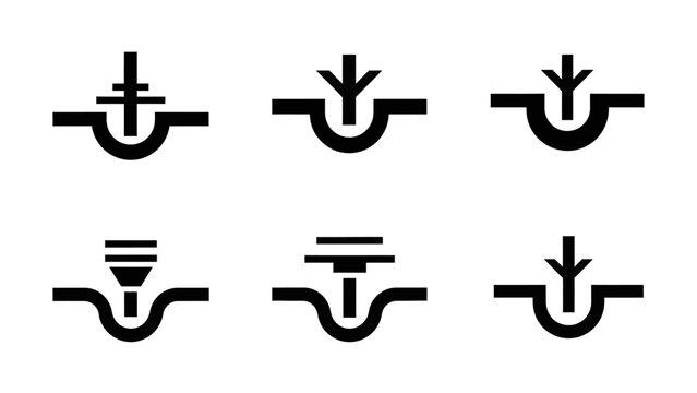 Abstract black funnel icon symbolizing filtering, processing, and data flow, with a pipe and U-bend.