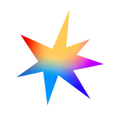 Fototapeta premium Abstract Gradient Star Shape Icon. Y2K Geometric Figure with Gradation.