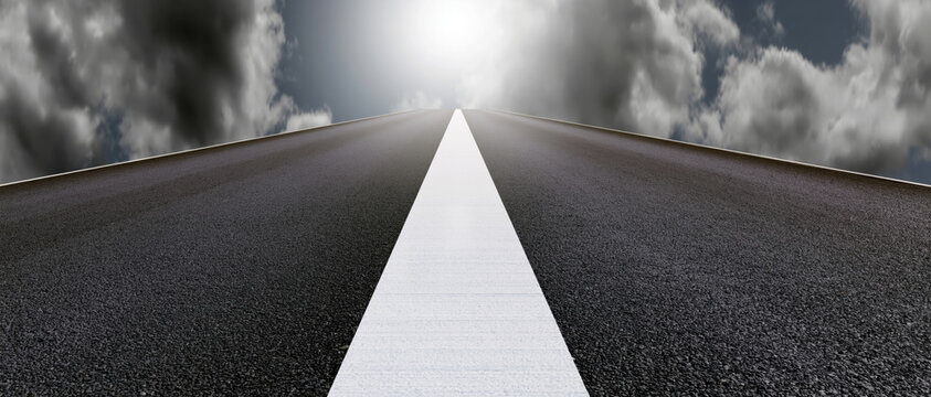Open road asphalt road texture asphalt texture road surface white line horizon line cloudy sky dramatic sky perspective travel road empty road highway lane marking black road transportation route
