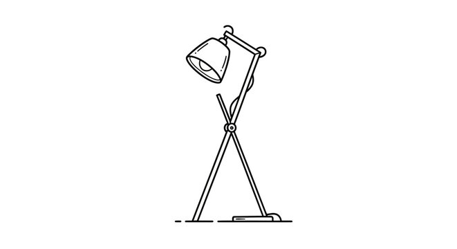 Minimalist floor lamp with adjustable tripod stand design.