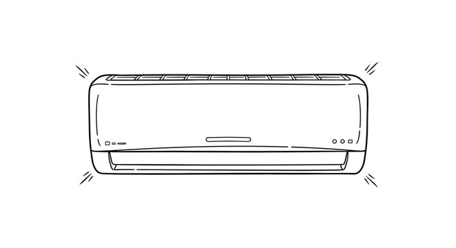 Modern white air conditioning unit front view.