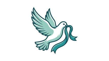 Fototapeta premium Minimalist Flying Dove with Ribbon Illustration
