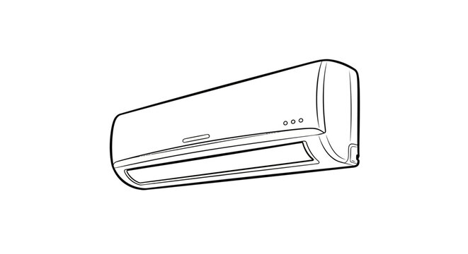Modern white air conditioning unit isolated view.