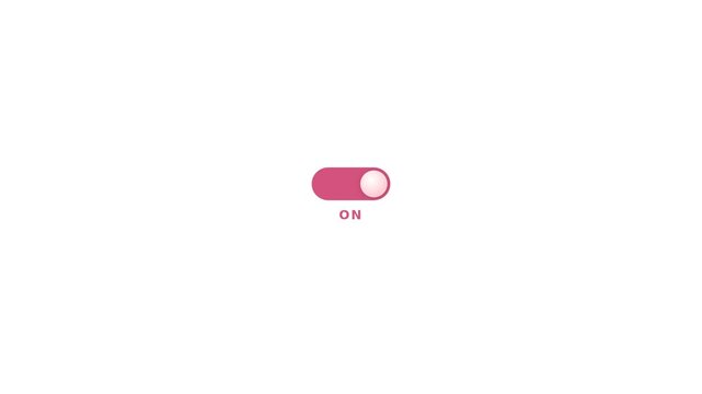 Minimalist pink toggle switch icon set to the on position on a white background.