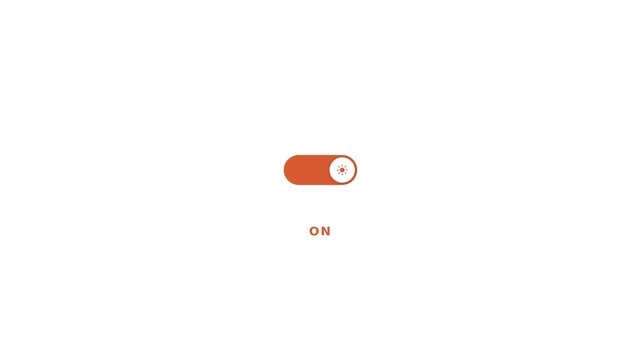 Minimalist orange toggle switch icon set to the on position on white background.