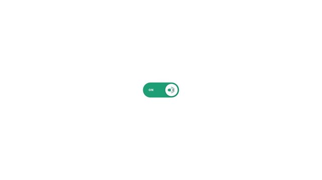 Minimalist green toggle switch icon for enabling sound or audio settings on a digital interface.