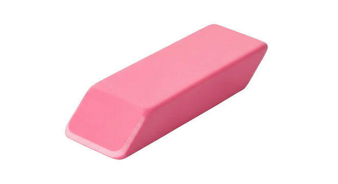 Pink rubber pencil eraser for school and office supplies isolated on transparent background