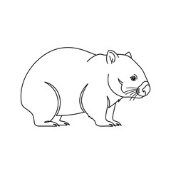 Fototapeta premium Simple Line Art Outline of a Wombat