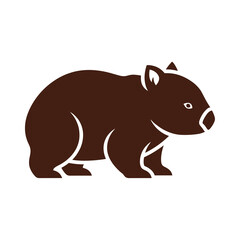 Fototapeta premium Dark Brown Minimalist Wombat Silhouette Icon