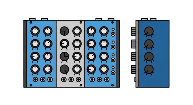 Synthesizer modules with audio control knobs