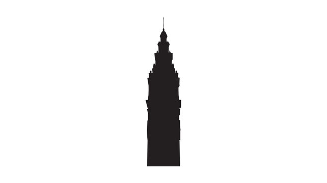 Black silhouette of the giralda tower in seville spain