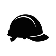 Fototapeta premium Black Hard Hat and Safety Helmet Icon Representing Construction Safety, Industrial Protection, and Workwear Gear for Professional Site Workers