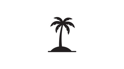 Fototapeta premium Black palm tree icon on a small tropical island