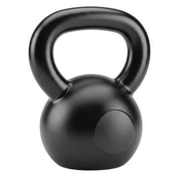 Black heavy iron kettlebell for fitness and gym exercise isolated on transparent background
