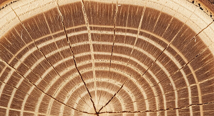 \Wood grain cross section. Wood texture of cut tree. Closeup of tree trunk rings. © shazam