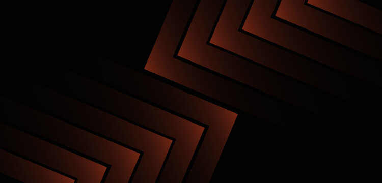 Abstract 3D geometric pattern with overlapping orange arrows and dark futuristic style.