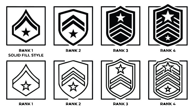 Us military rank badges for various branches of the armed forces