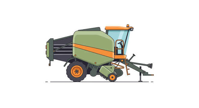 Modern green agricultural baler machine illustration isolated on white background