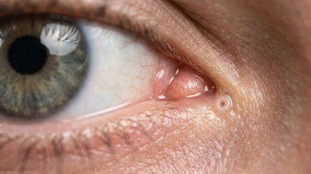 Close-Up of Eye with Tear and Skin Detail for Medical and Beauty Use