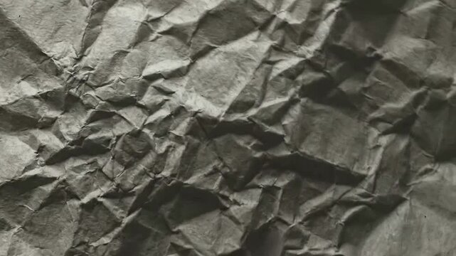Close-up of Wrinkled Gray Paper Texture for Background and Design