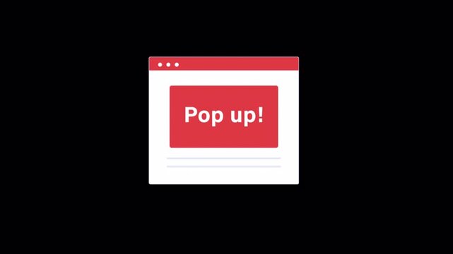 Animated Website Browser Window Displaying a Pop Up Message