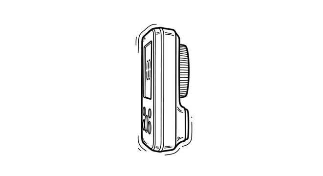Modern portable digital camera front view illustration.