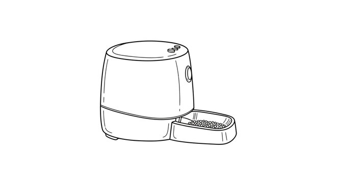Automatic pet feeder with digital timer display.