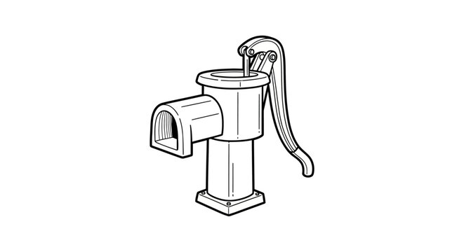 Classic Hand Pump for Water Drawing Illustration.