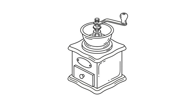 Vintage Wooden Coffee Grinder with Metal Crank.