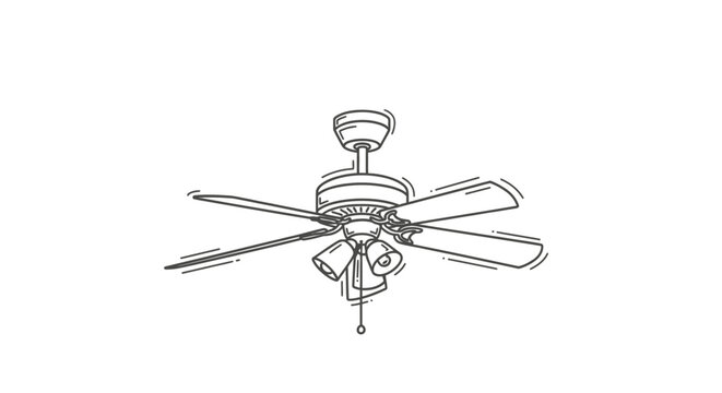 Classic five blade ceiling fan with light fixture.
