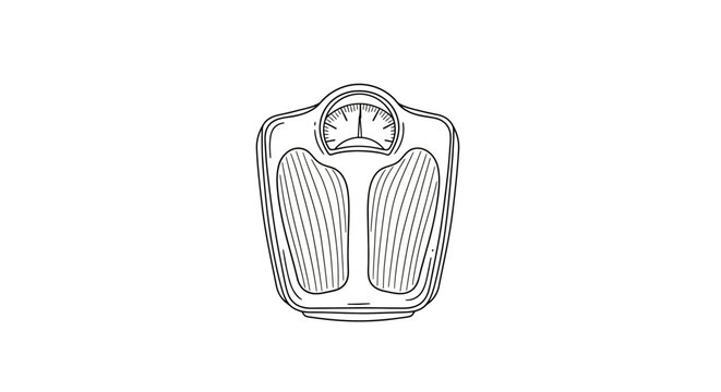 Classic analog bathroom scale illustration line art.