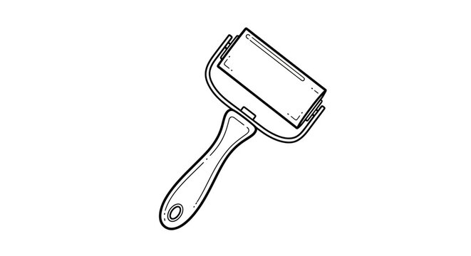 Black and white illustration of a paint roller tool.