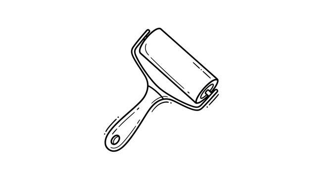 Black and white illustration of a paint roller tool.